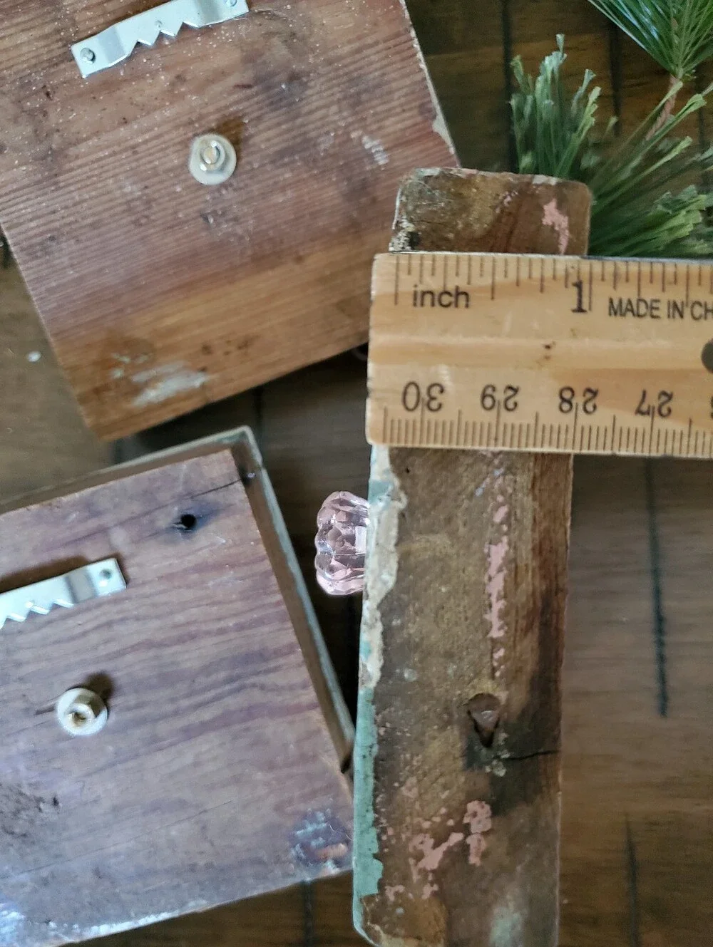 Shabby Chic Distressed Barn Wood Wall Hooks Set of 3 Knobs Hooks